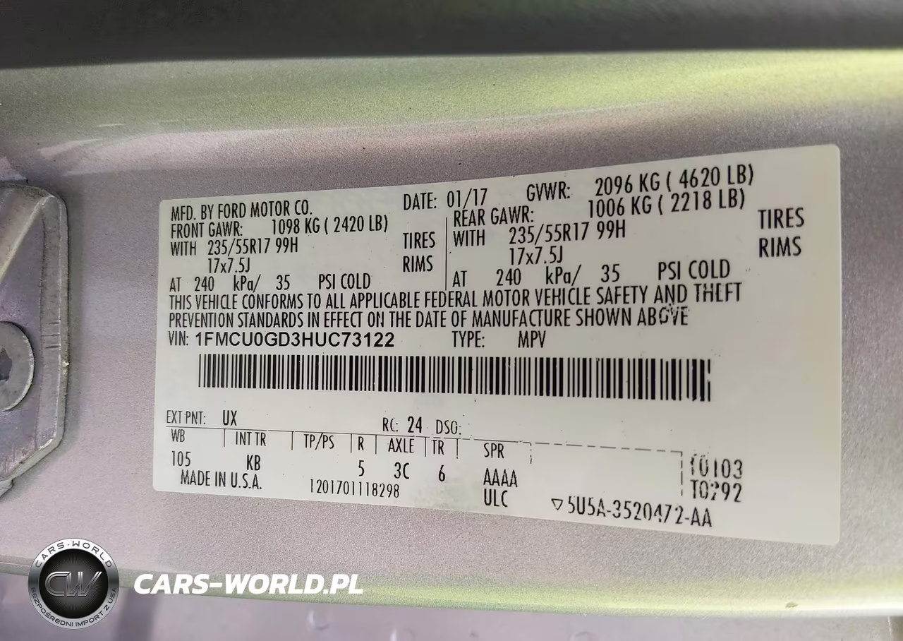2017 Ford Escape Se VIN:1FMCU0GD3HUC73122 - 9
