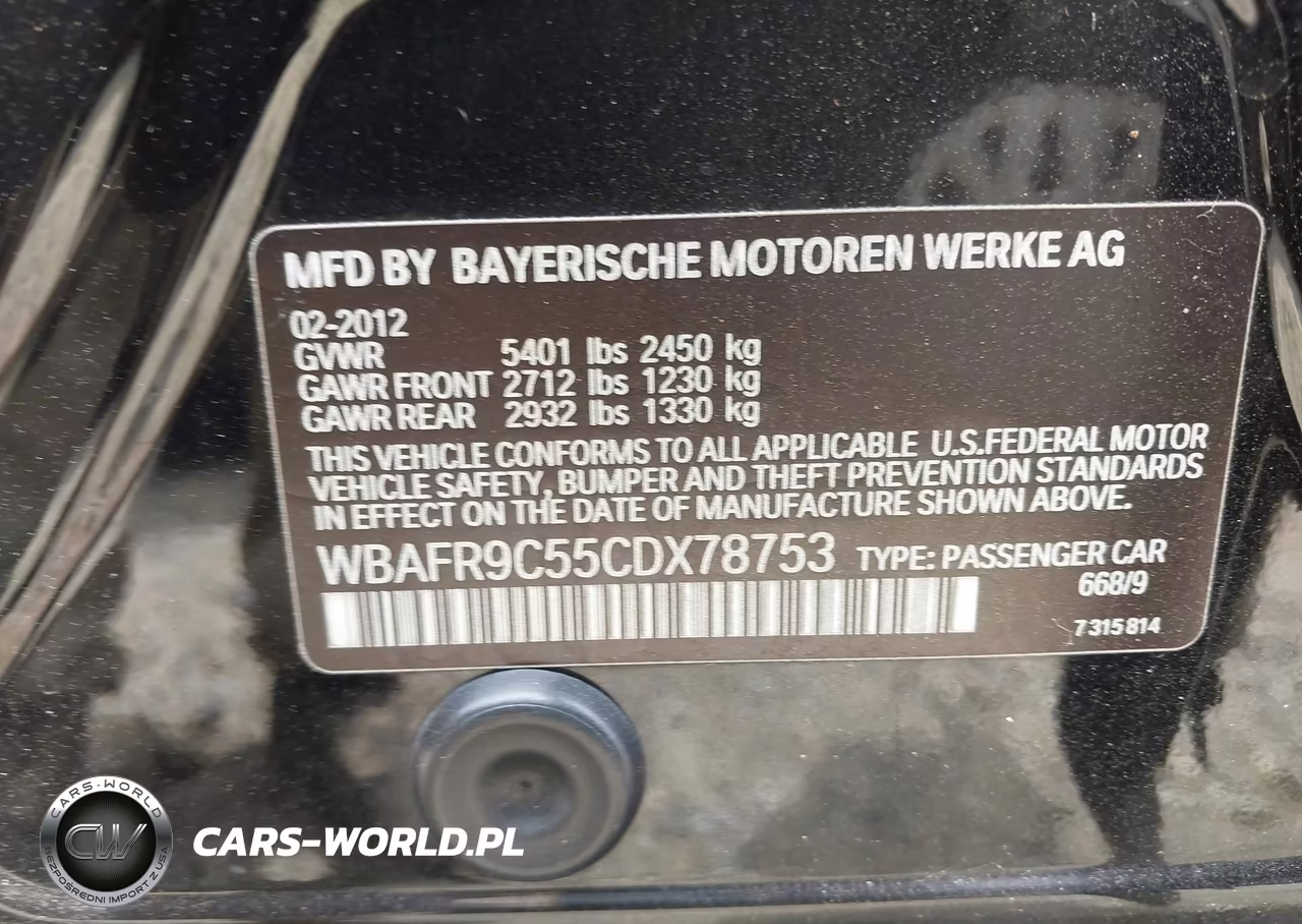 2012 BMW 550I VIN:WBAFR9C55CDX78753 - 9