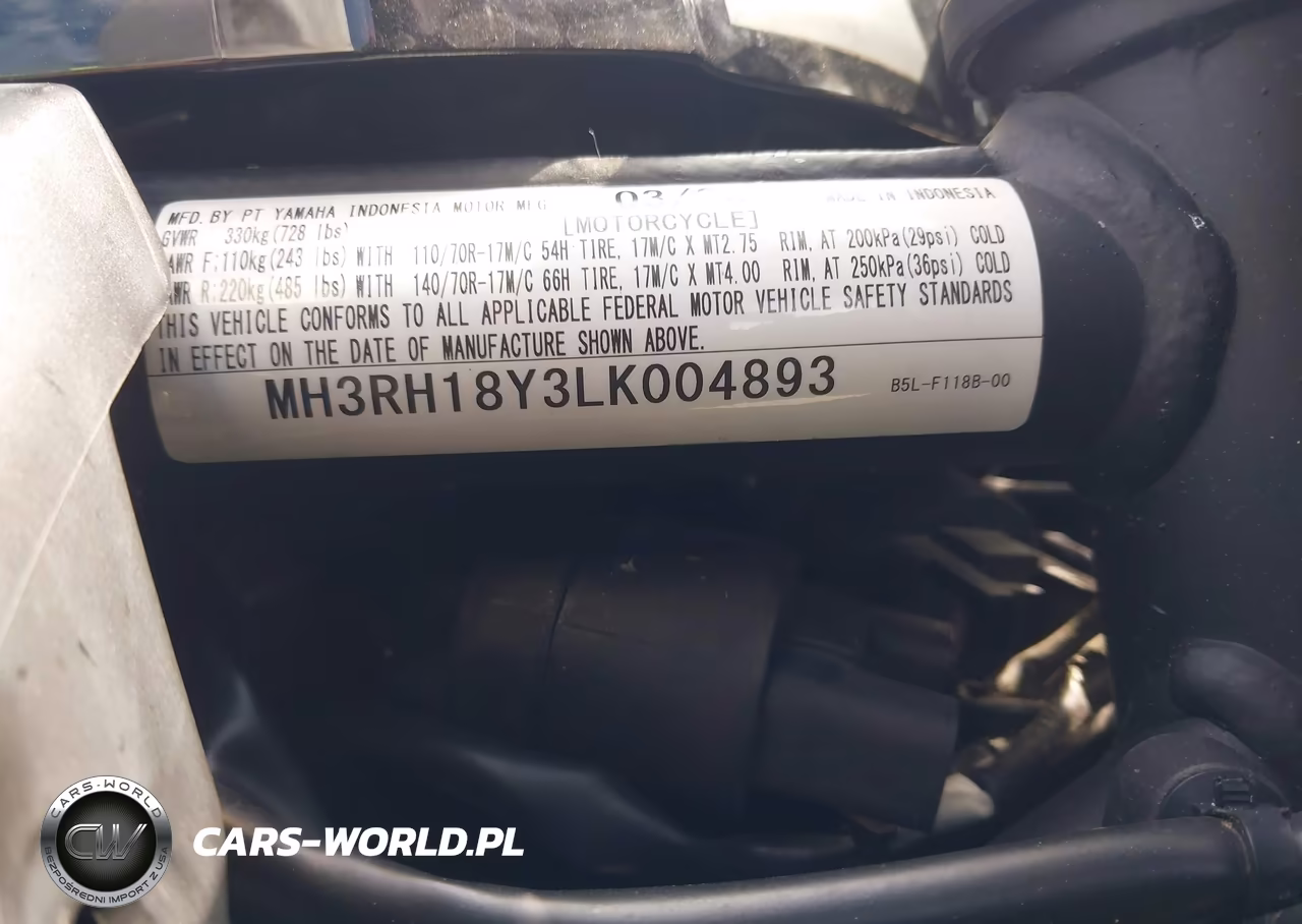 2020 Yamaha Yzfr3 A VIN:MH3RH18Y3LK004893 - 10