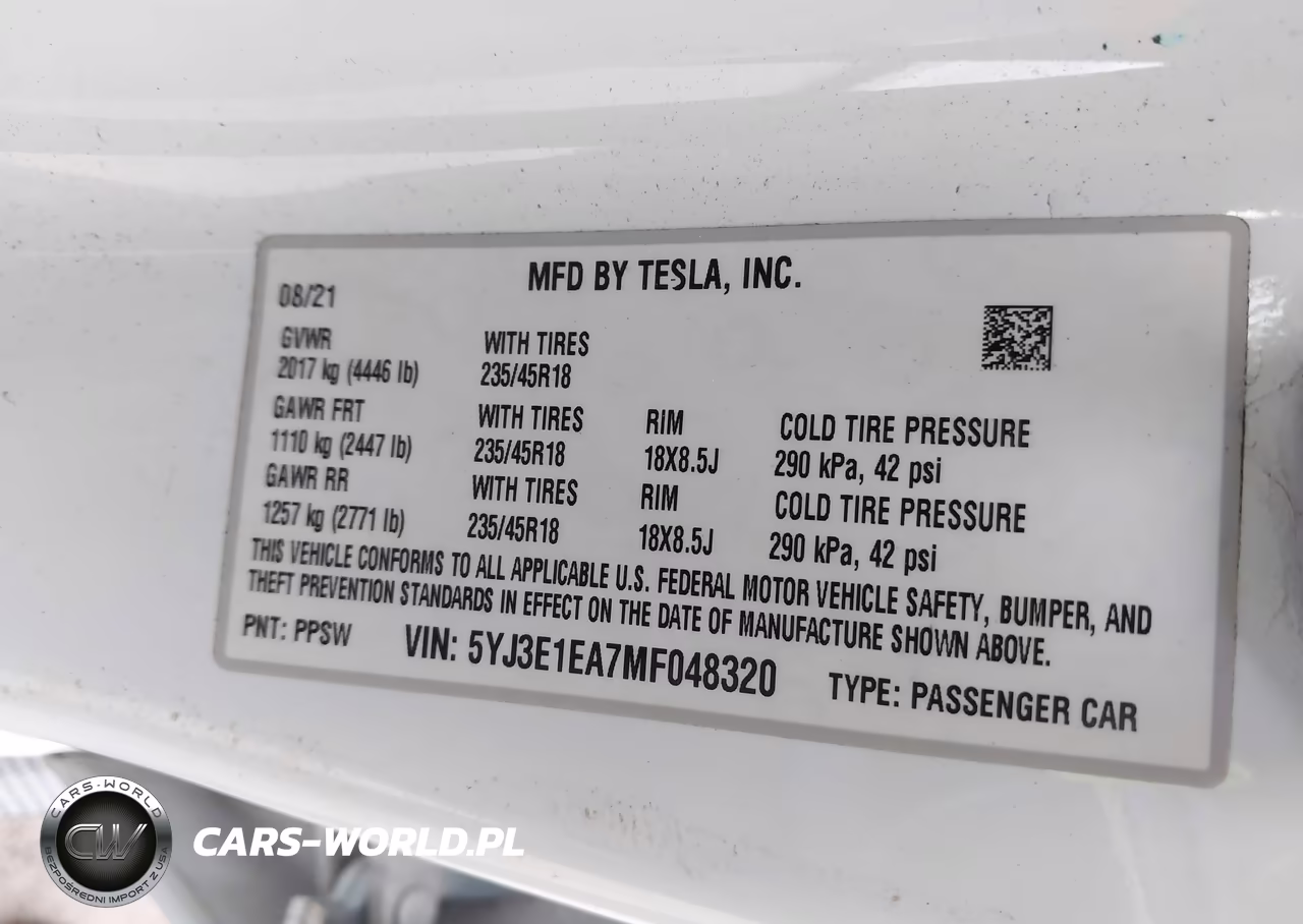 2021 Tesla Model 3 Standard Range Plus Rear-Wheel Drive VIN:5YJ3E1EA7MF048320 - 9