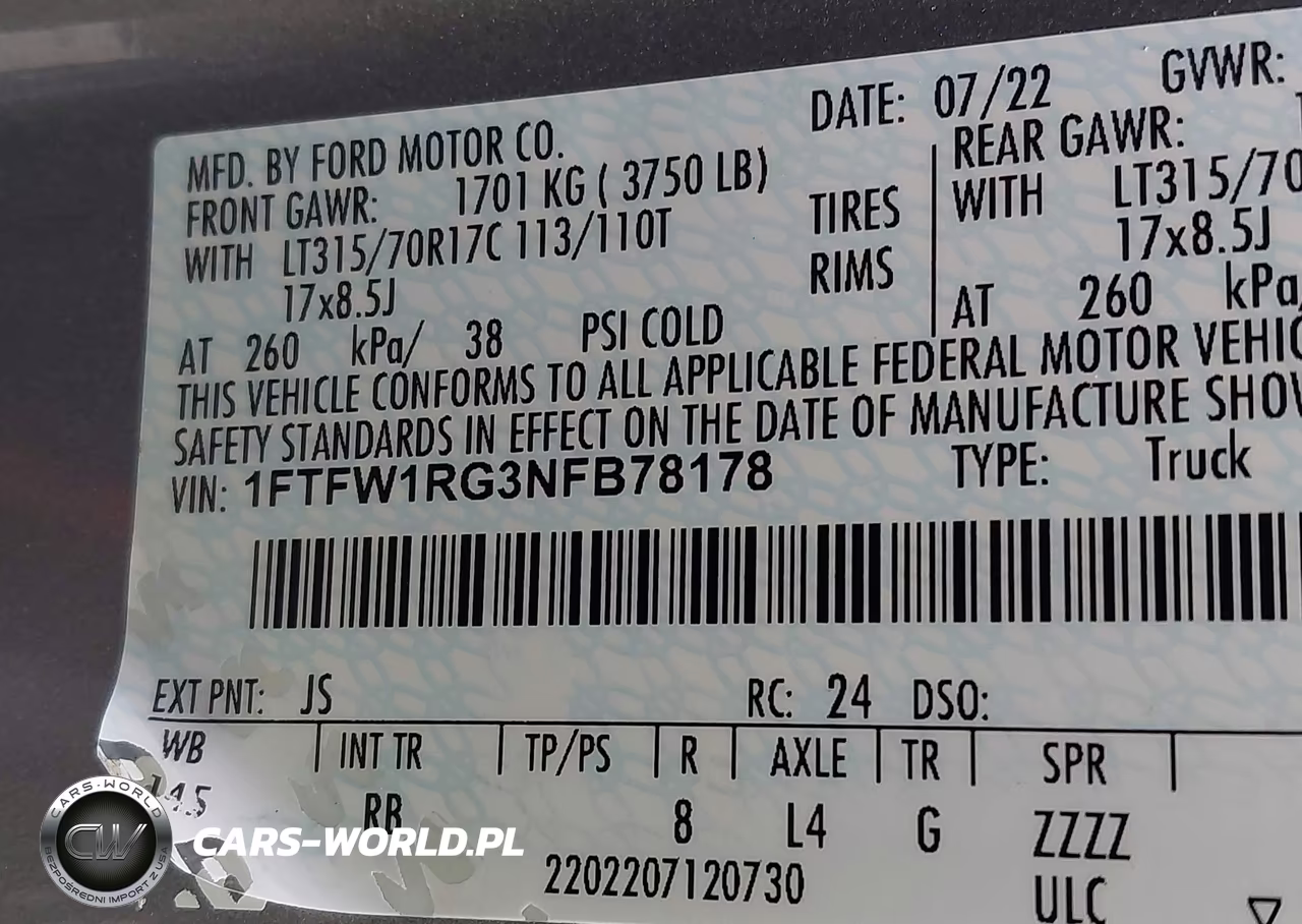 2022 Ford F-150 Raptor VIN:1FTFW1RG3NFB78178 - 9