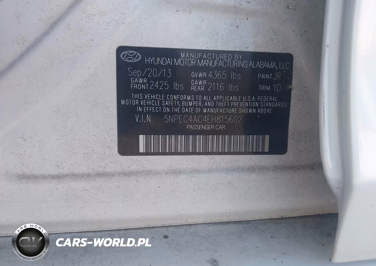2014 Hyundai Sonata Limited VIN:5NPEC4AC4EH815602 - 9