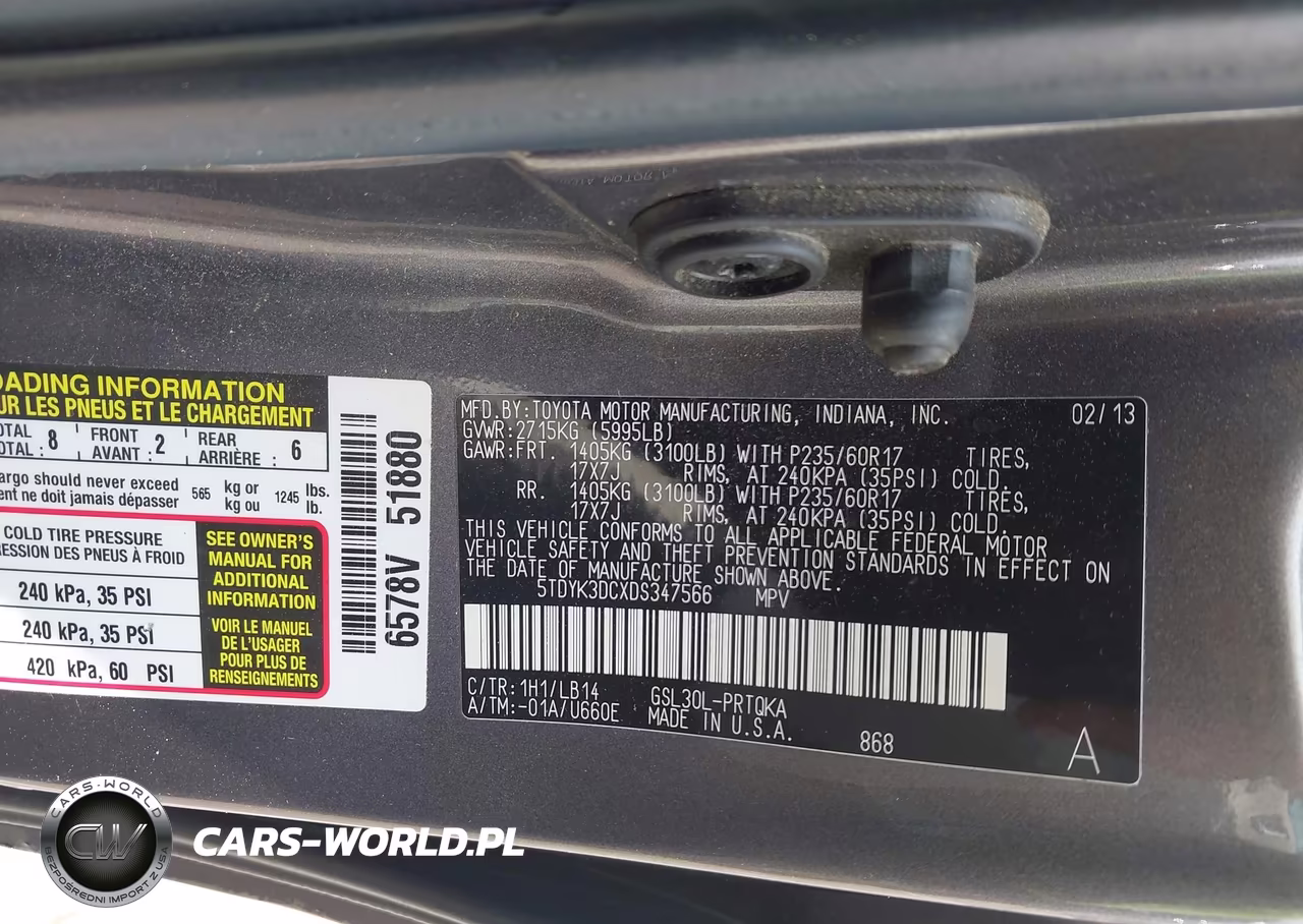 2013 Toyota Sienna Xle V6 8 Passenger VIN:5TDYK3DCXDS347566 - 9