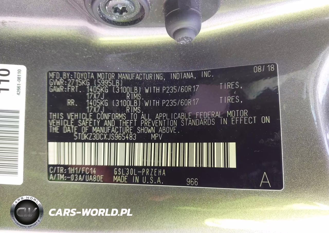 2018 Toyota Sienna Le 8 Passenger VIN:5TDKZ3DCXJS965483 - 9