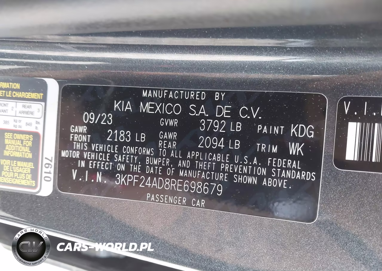 2024 Kia Forte Lxs VIN:3KPF24AD8RE698679 - 9