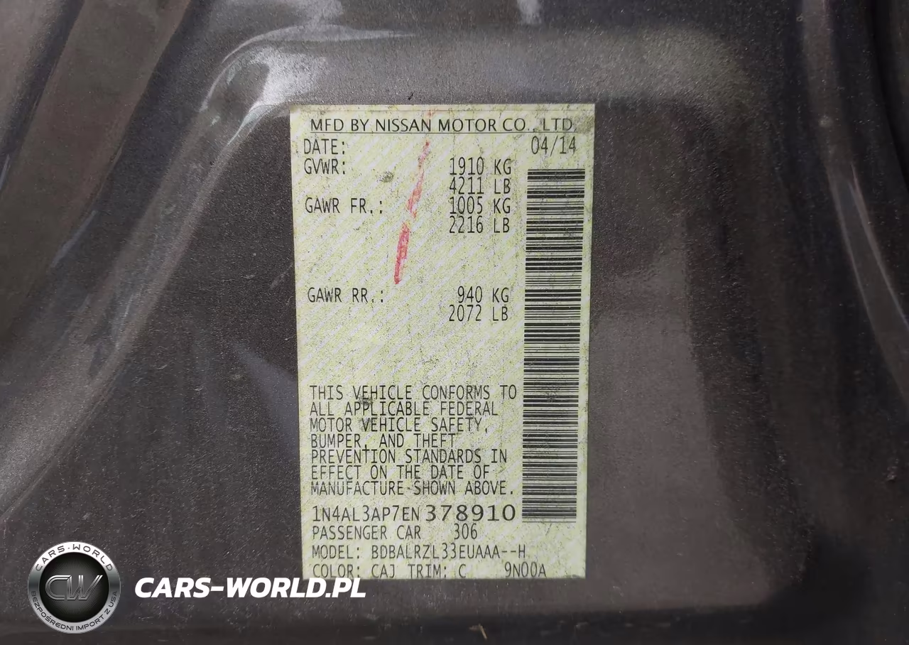 2014 Nissan Altima 2.5 S VIN:1N4AL3AP7EN378910 - 9