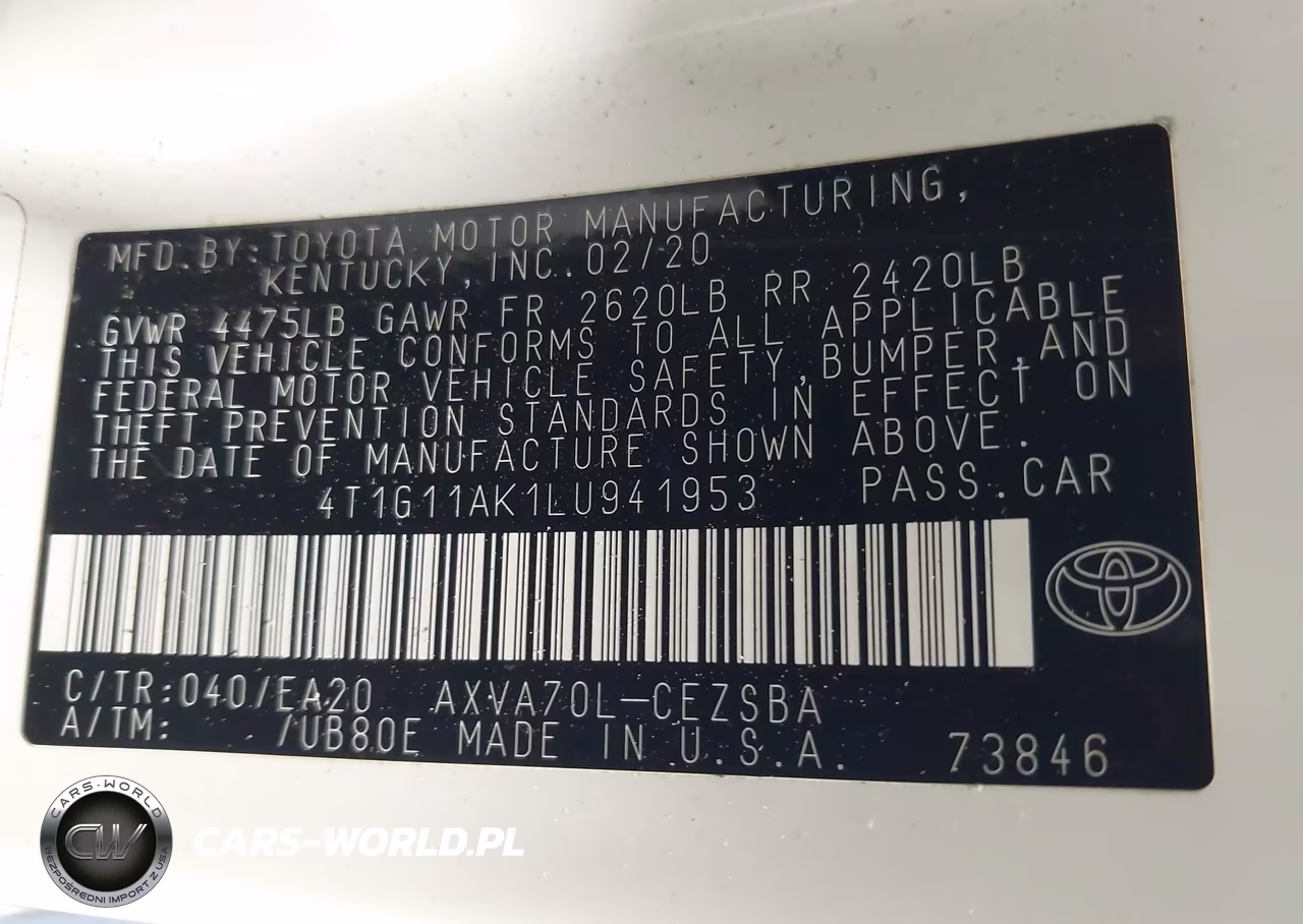 2020 Toyota Camry Se VIN:4T1G11AK1LU941953 - 9