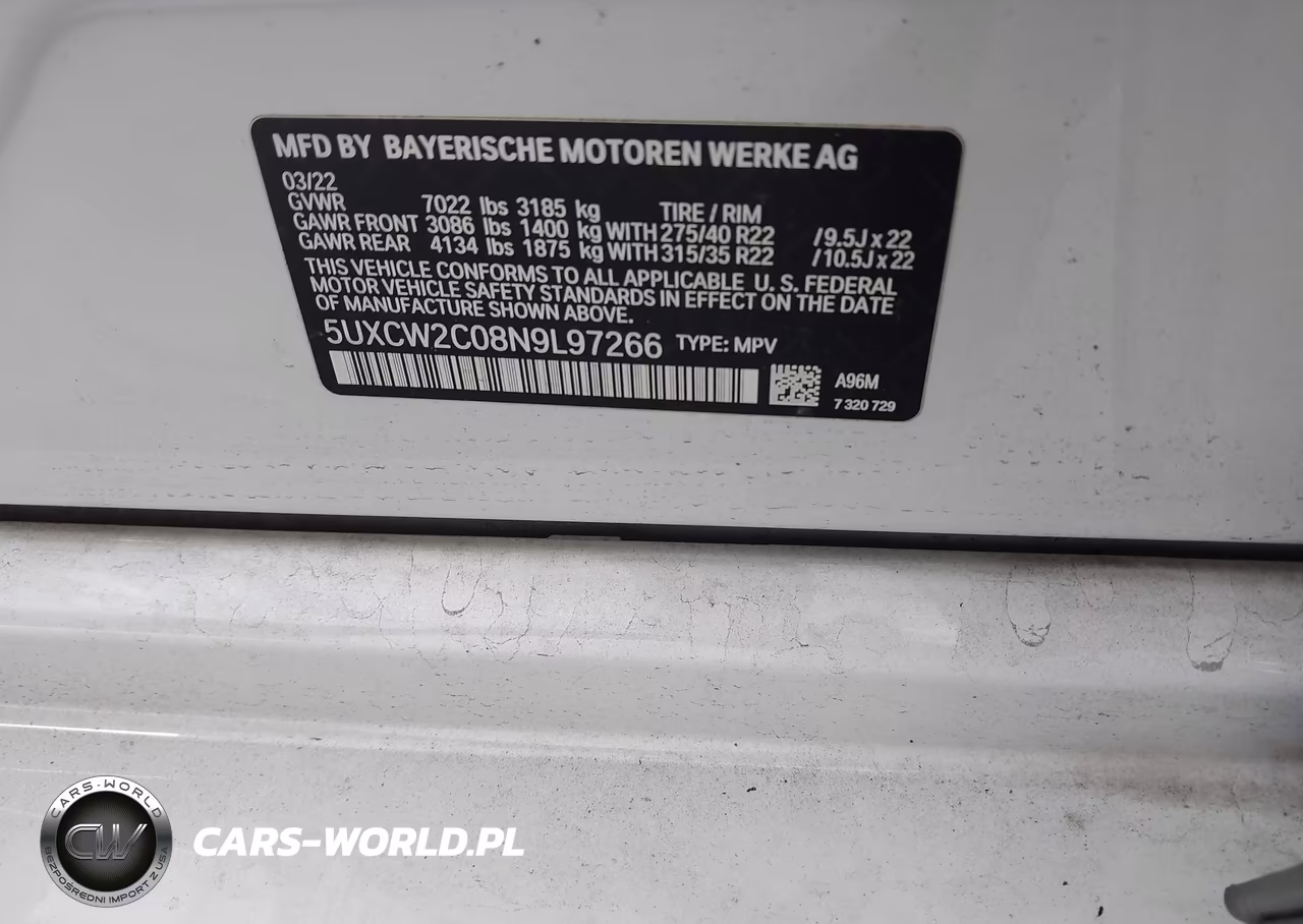 2022 BMW X7 xDrive40I VIN:5UXCW2C08N9L97266 - 9