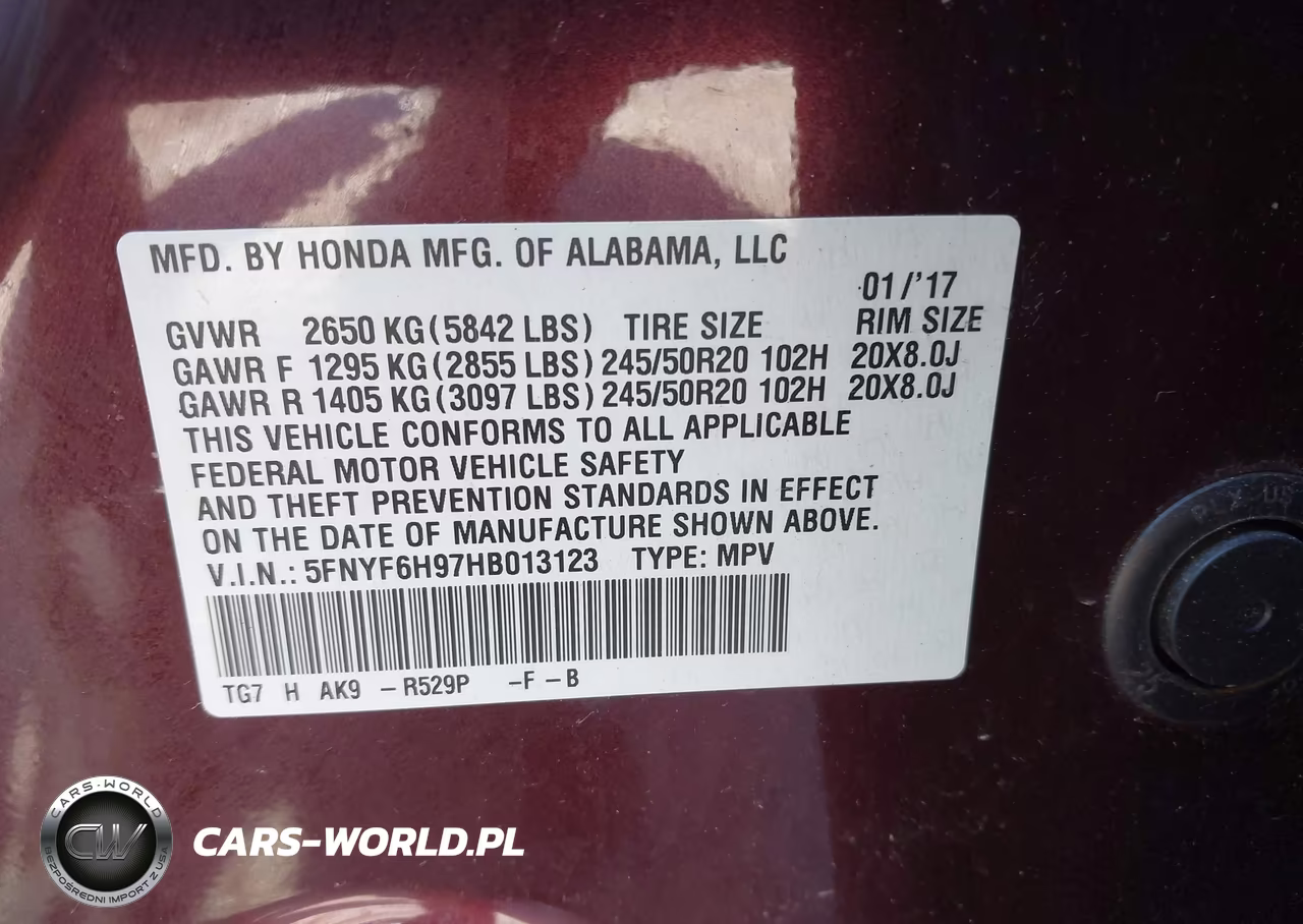 2017 Honda Pilot Touring VIN:5FNYF6H97HB013123 - 9