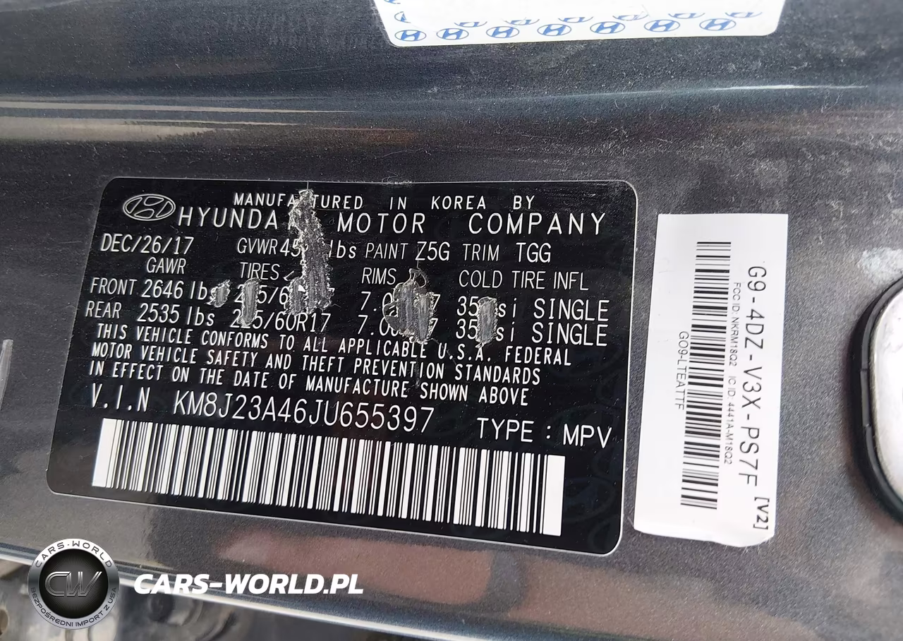 2018 Hyundai Tucson Se VIN:KM8J23A46JU655397 - 9