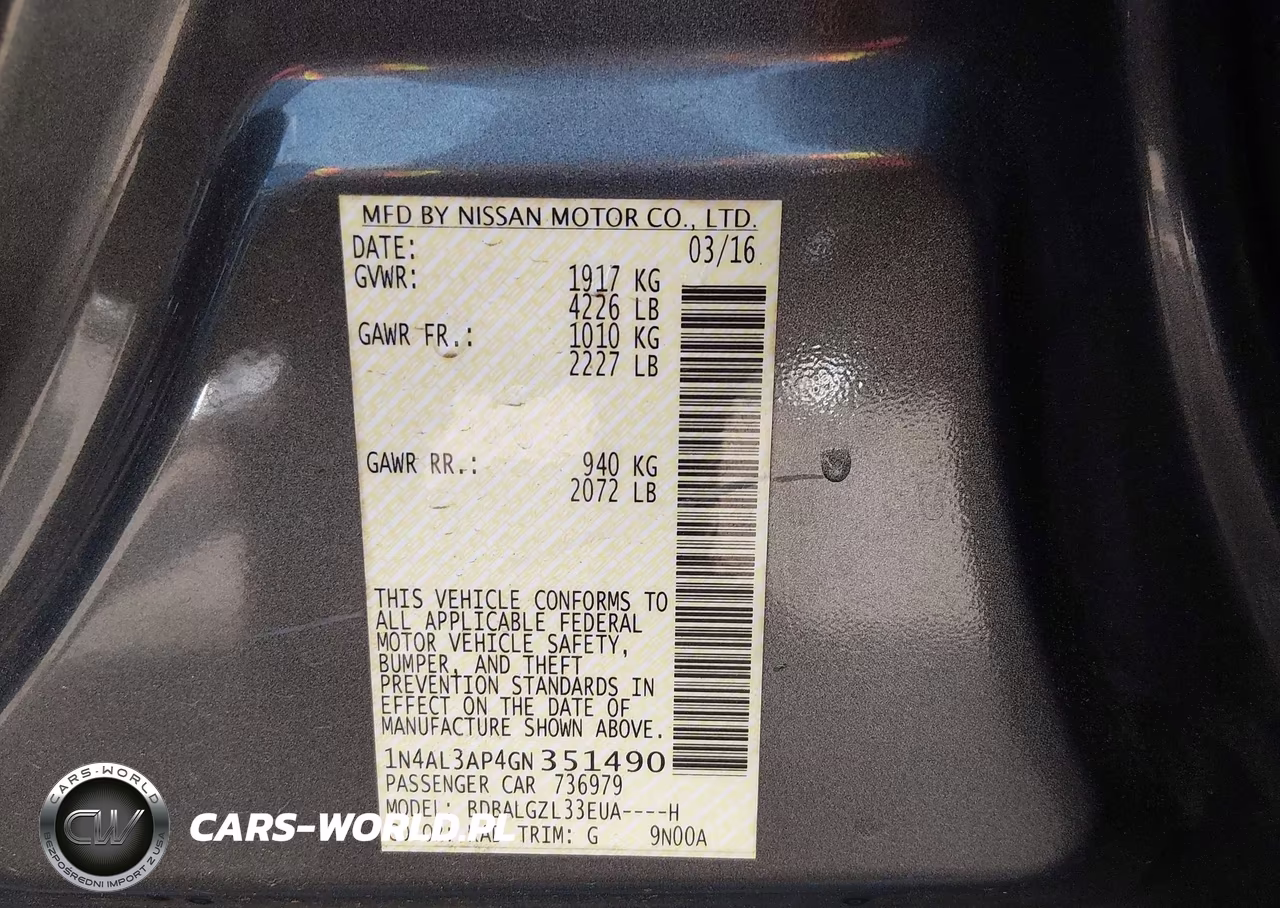 2016 Nissan Altima 2.5 S VIN:1N4AL3AP4GN351490 - 9