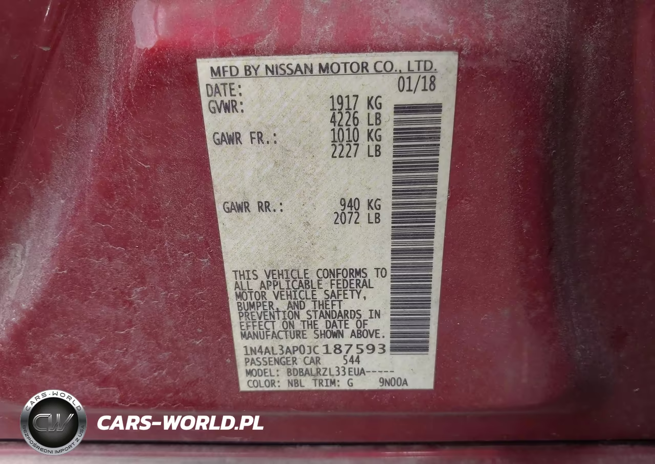 2018 Nissan Altima 2.5 Sl VIN:1N4AL3AP0JC187593 - 9