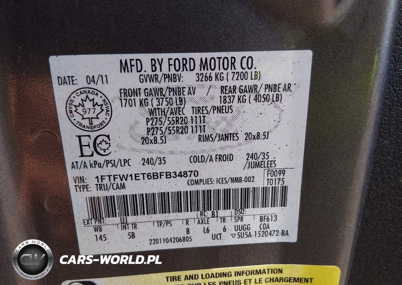 2011 Ford F-150 Fx4-King Ranch-Lariat-Platinum-Xlt VIN:1FTFW1ET6BFB34870 - 9