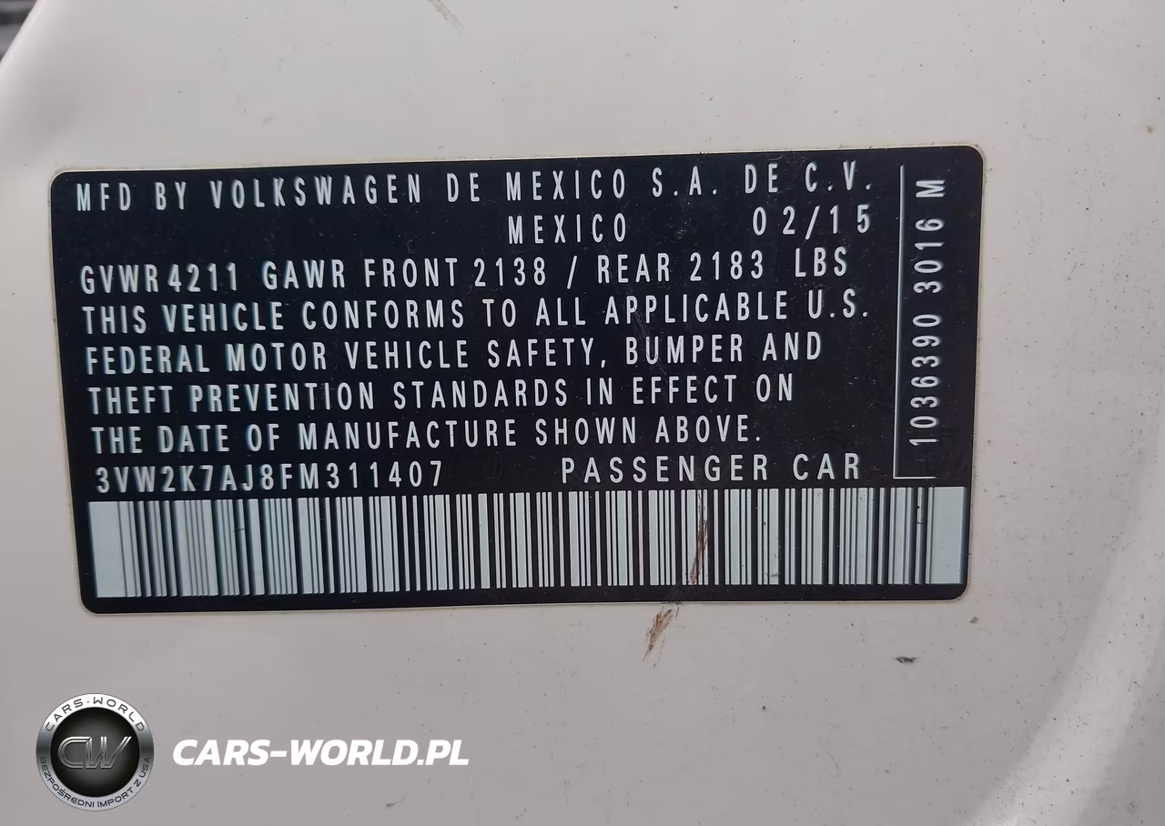 2015 Volkswagen Jetta 2.0L S VIN:3VW2K7AJ8FM311407 - 9