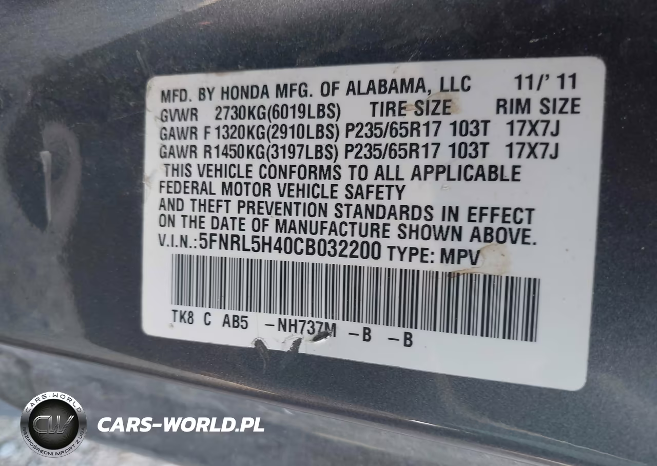 2012 Honda Odyssey Ex VIN:5FNRL5H40CB032200 - 9