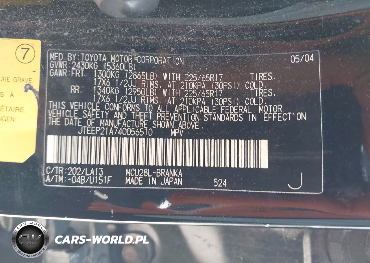 2004 Toyota Highlander Limited V6 VIN:JTEEP21A740056510 - 9