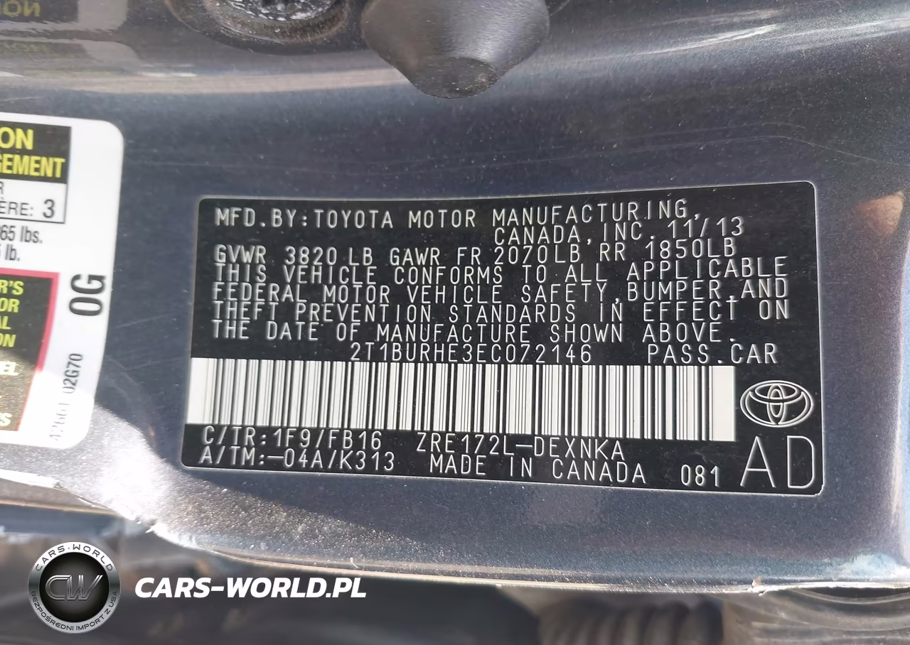 2014 Toyota Corolla Le VIN:2T1BURHE3EC072146 - 9