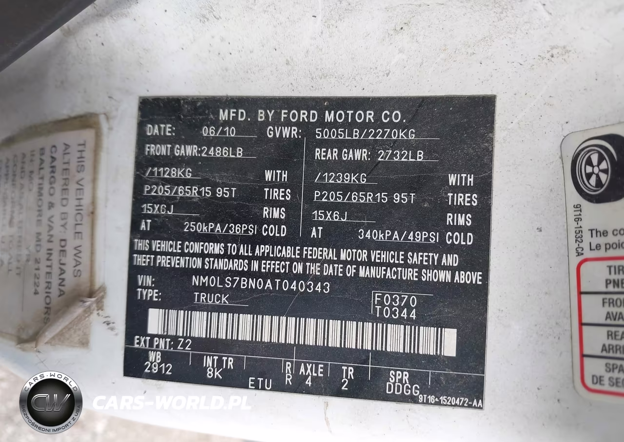 2010 Ford Transit Connect Xlt VIN:NM0LS7BN0AT040343 - 9