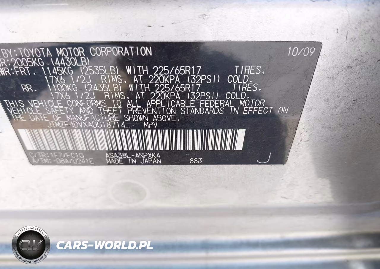 2010 Toyota Rav4 VIN:JTMZF4DVXAD018714 - 9