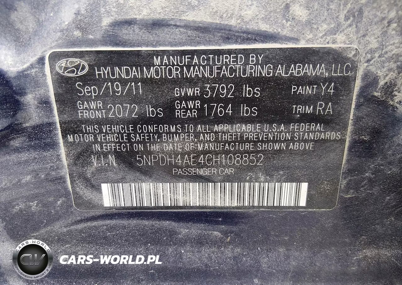 2012 Hyundai Elantra Gls VIN:5NPDH4AE4CH108852 - 9