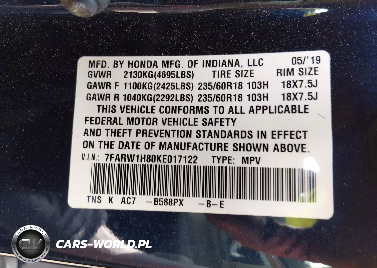 2019 Honda Cr-V Ex-L VIN:7FARW1H80KE017122 - 9