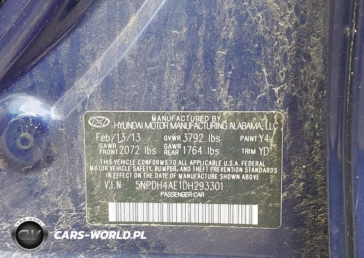 2013 Hyundai Elantra Gls VIN:5NPDH4AE1DH293301 - 9