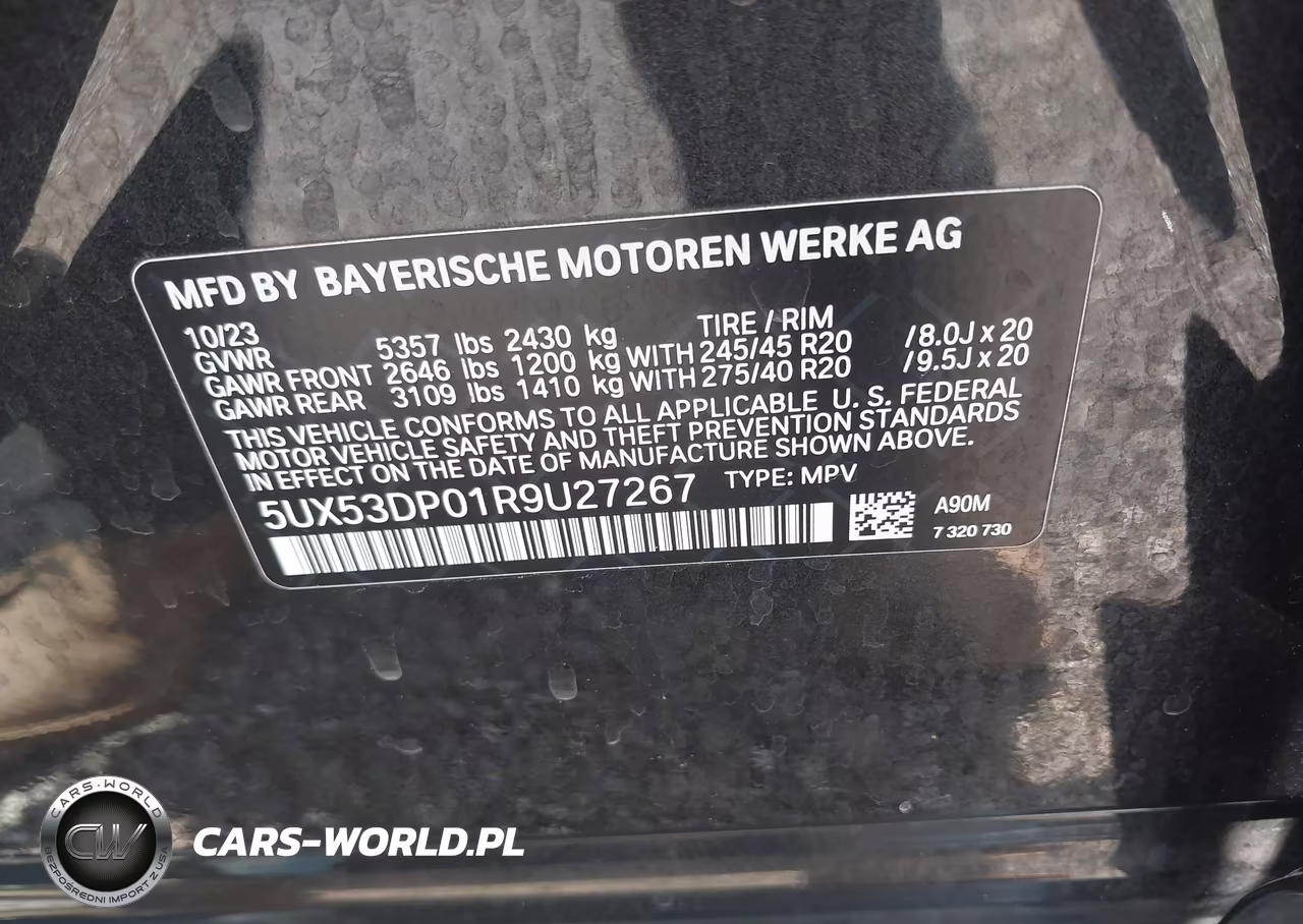 2024 BMW X3 xDrive30I VIN:5UX53DP01R9U27267 - 9