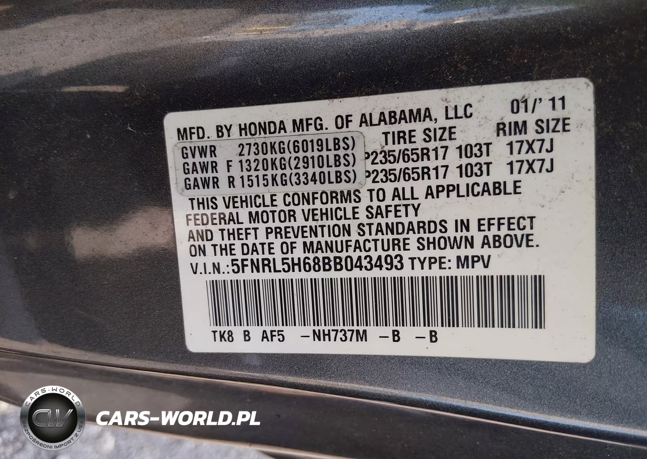 2011 Honda Odyssey Ex-L VIN:5FNRL5H68BB043493 - 9