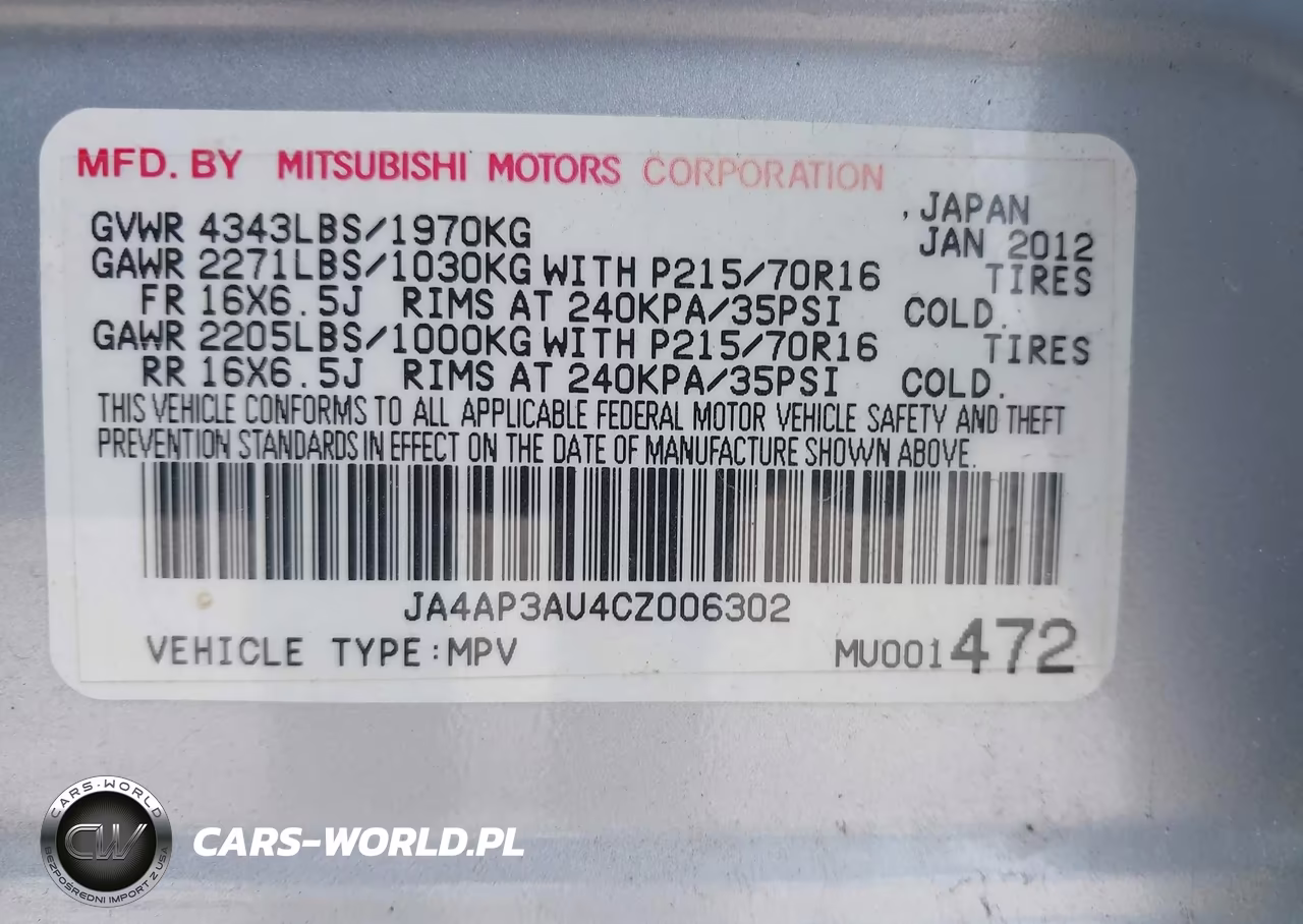 2012 Mitsubishi Outlander Sport Es VIN:JA4AP3AU4CZ006302 - 9