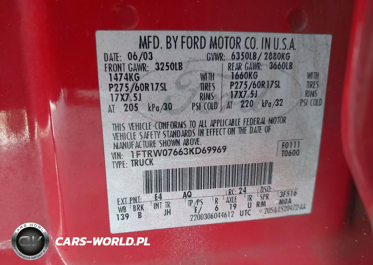 2003 Ford F-150 Lariat-Xlt VIN:1FTRW07663KD69969 - 9