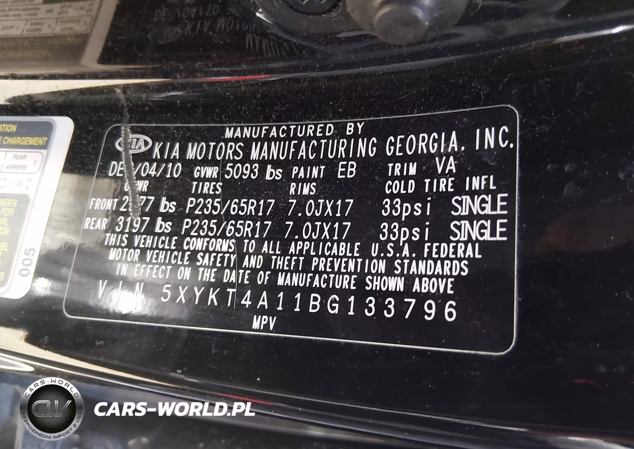 2011 Kia Sorento Lx VIN:5XYKT4A11BG133796 - 9