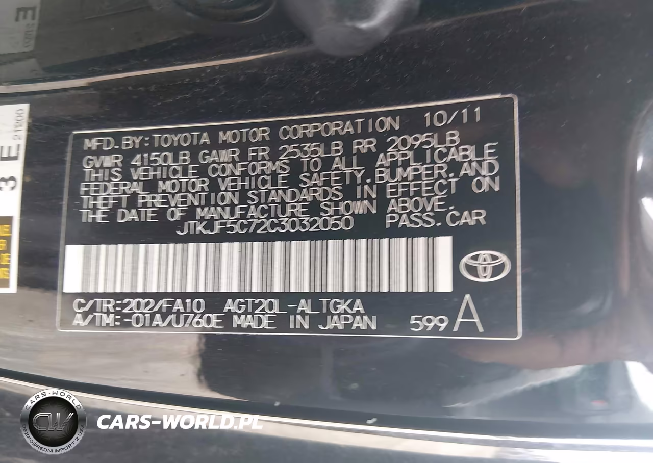 2012 Scion Tc VIN:JTKJF5C72C3032050 - 9