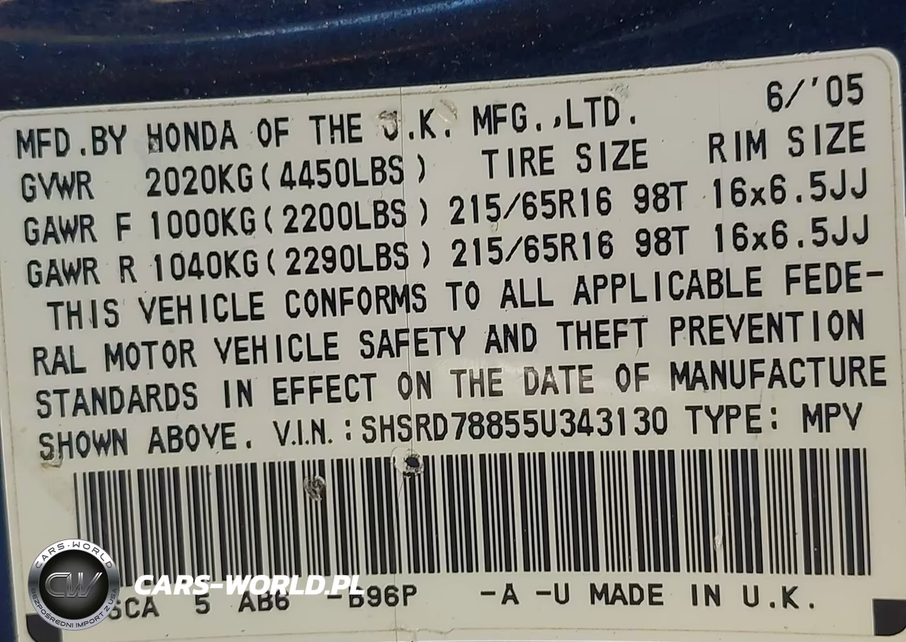 2005 Honda Cr-V Ex VIN:SHSRD78855U343130 - 9