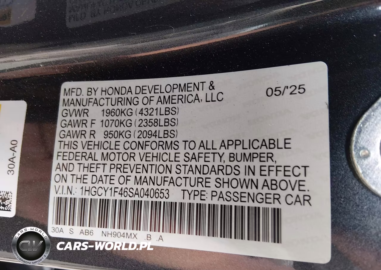 2025 Honda Accord Se VIN:1HGCY1F46SA040653 - 9