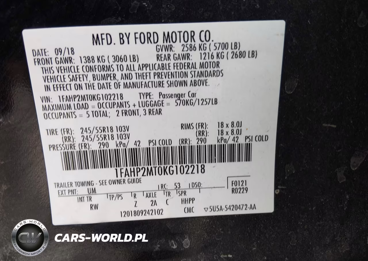 2019 Ford Police Interceptor VIN:1FAHP2MT0KG102218 - 9
