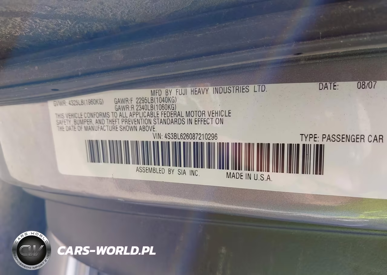 2008 Subaru Legacy (Natl) Ltd-Ltd W-Vdc VIN:4S3BL626087210296 - 9