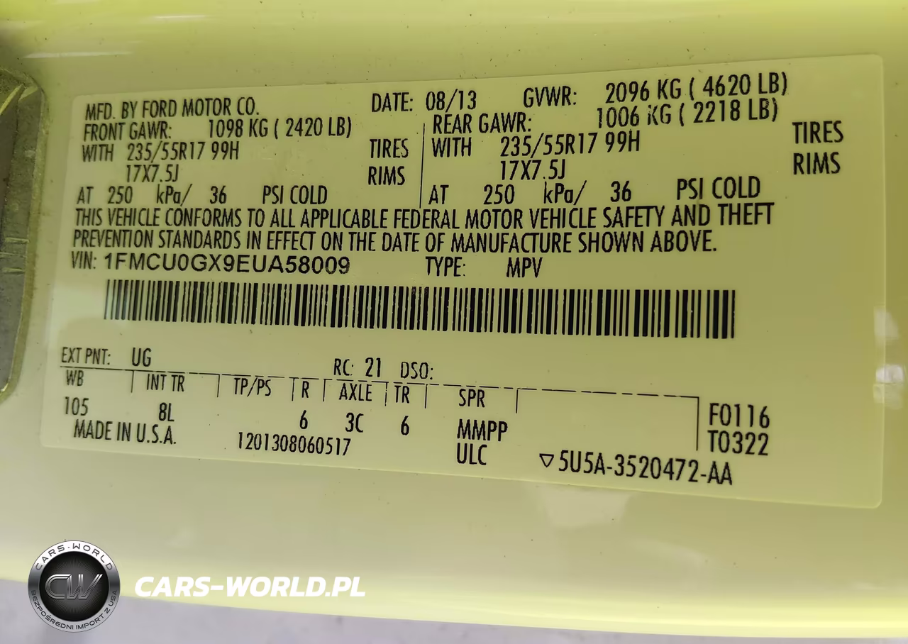2014 Ford Escape Se VIN:1FMCU0GX9EUA58009 - 9