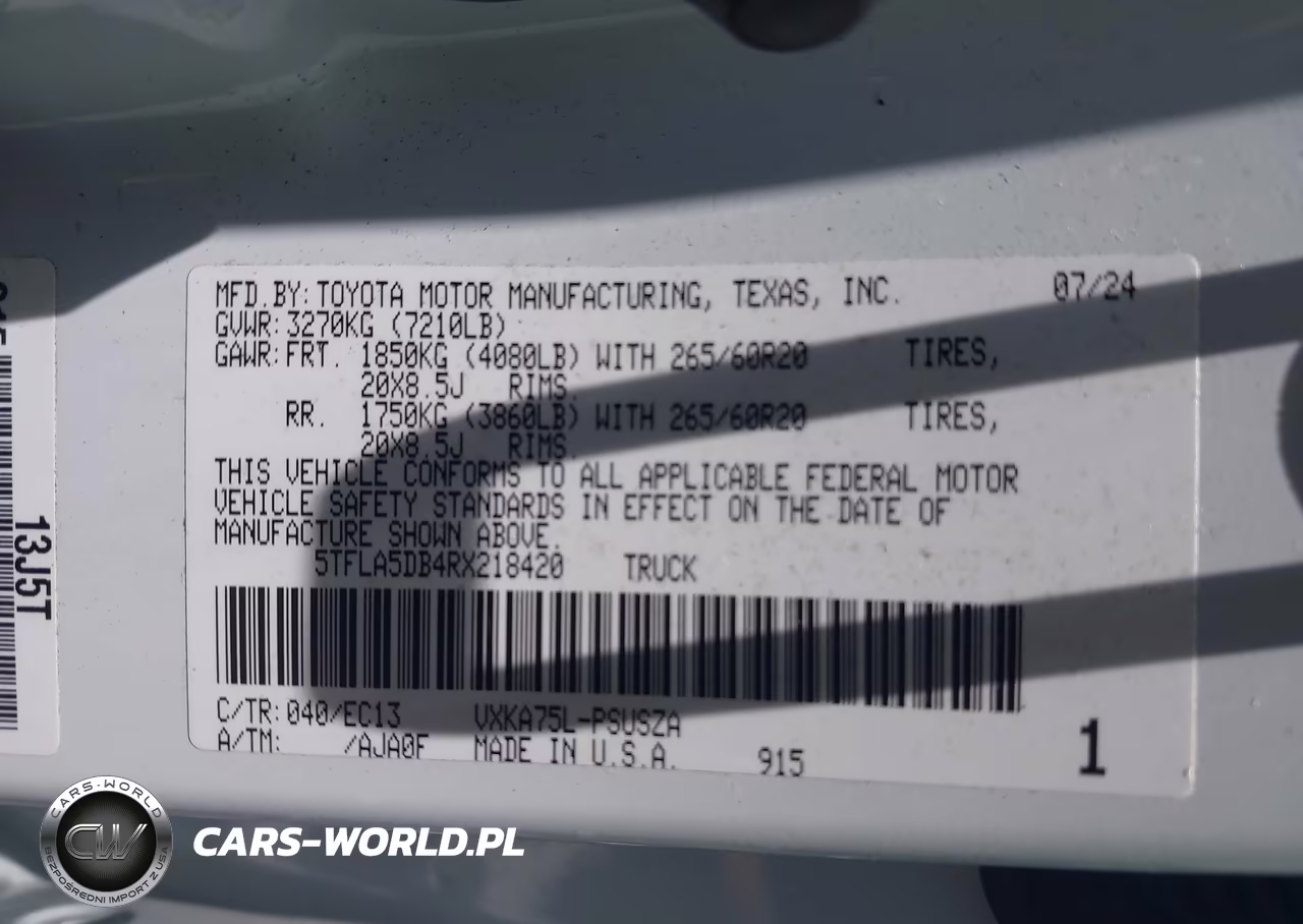 2024 Toyota Tundra Sr5 VIN:5TFLA5DB4RX218420 - 9