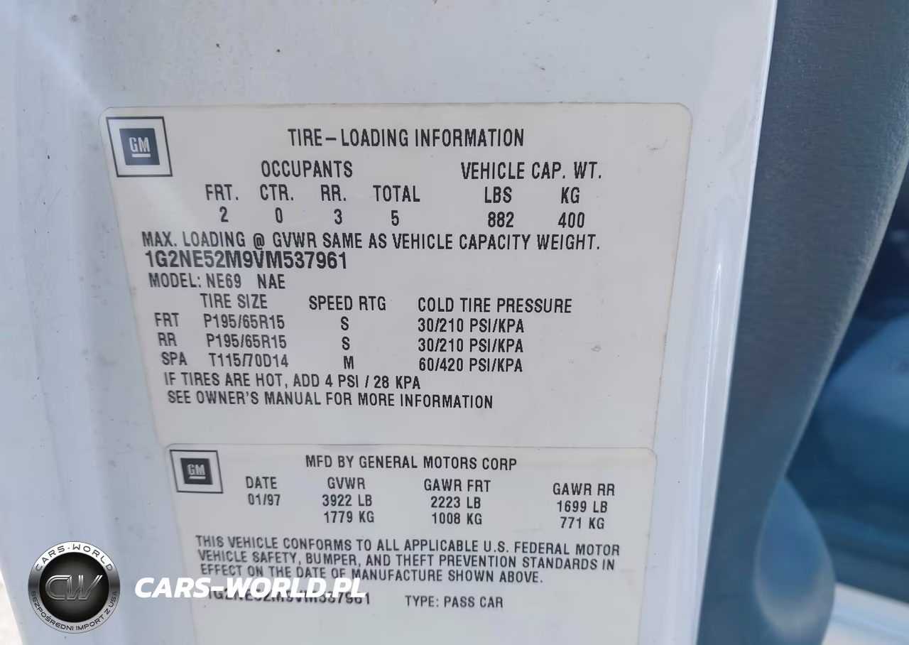 1997 Pontiac Grand Am Se VIN:1G2NE52M9VM537961 - 9