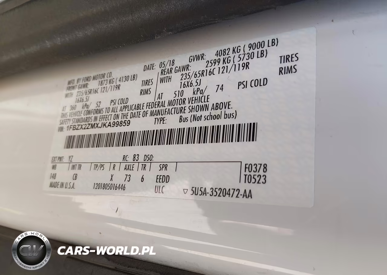 2018 Ford Transit-350 VIN:1FBZX2ZMXJKA99859 - 9