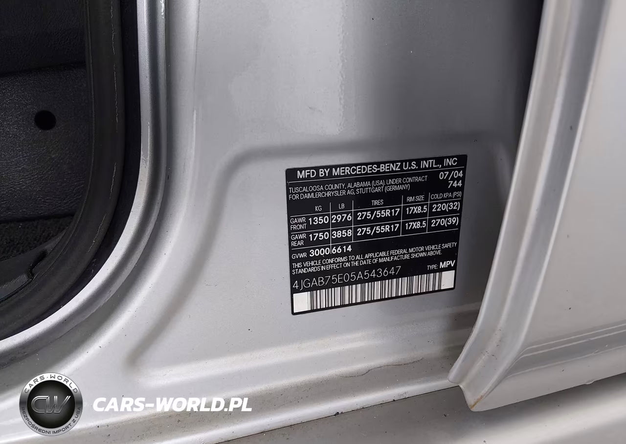 2005 Mercedes-Benz Ml 500 4Matic VIN:4JGAB75E05A543647 - 9
