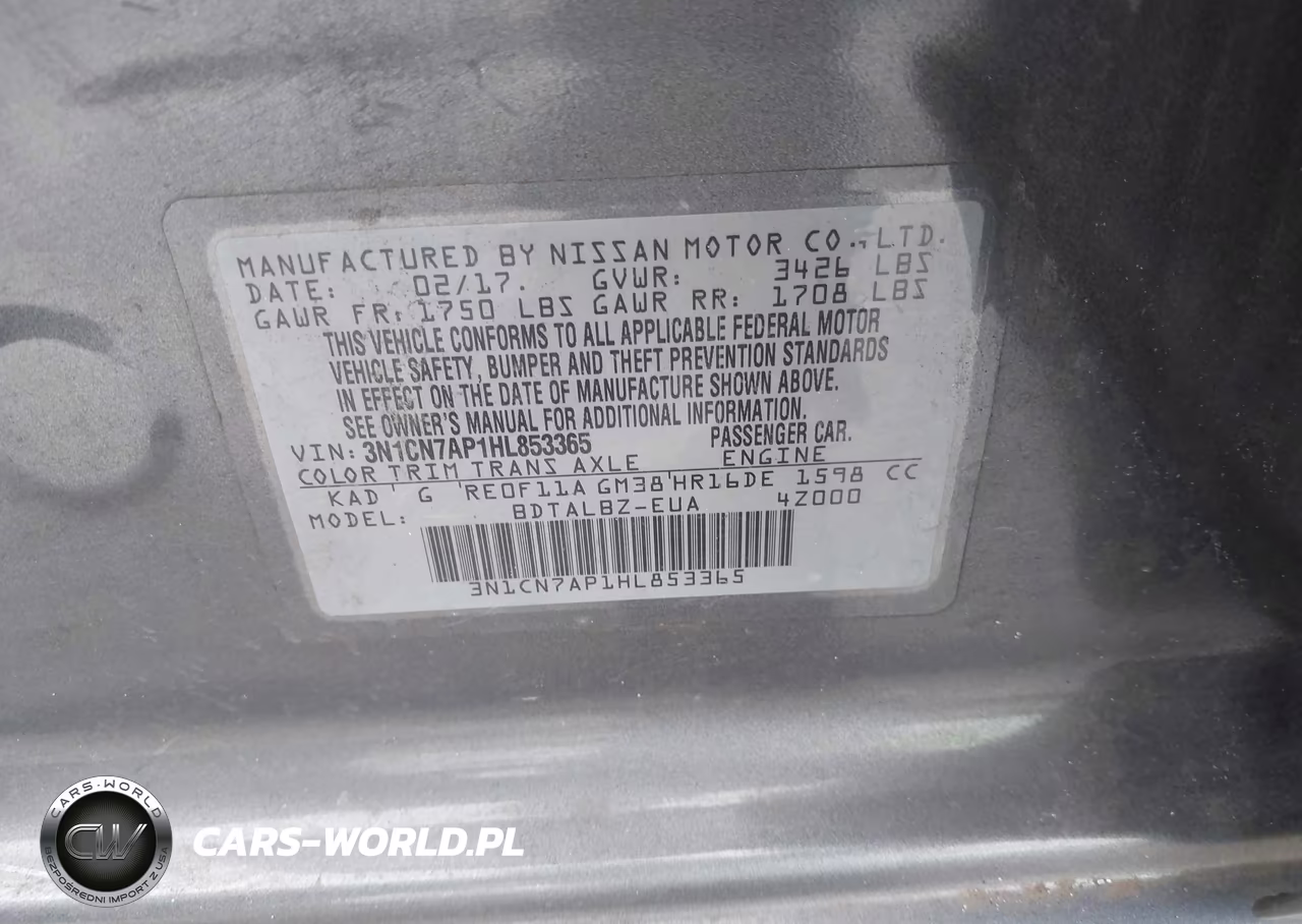 2017 Nissan Versa 1.6 Sv VIN:3N1CN7AP1HL853365 - 9
