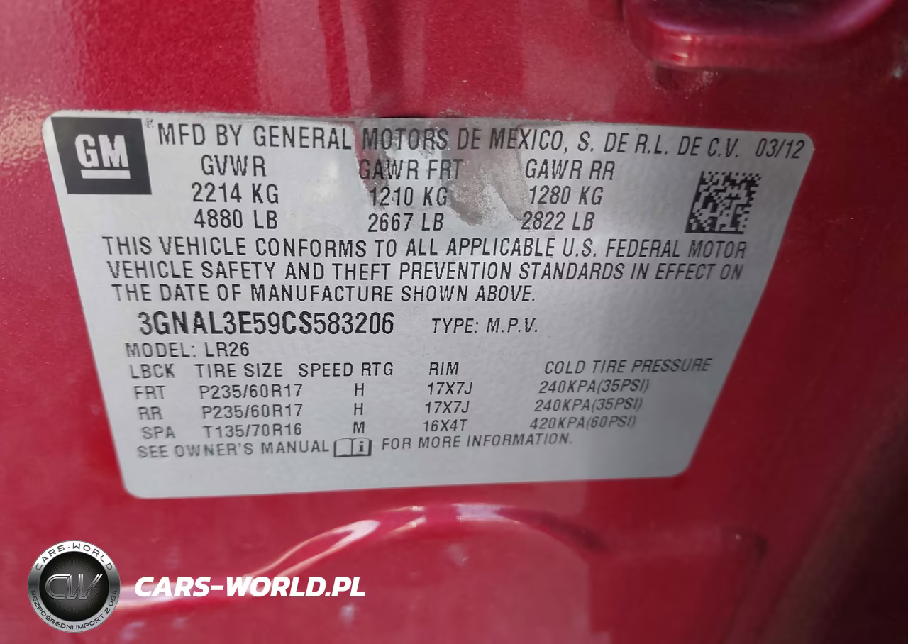 2012 Chevrolet Captiva Sport Lt VIN:3GNAL3E59CS583206 - 9