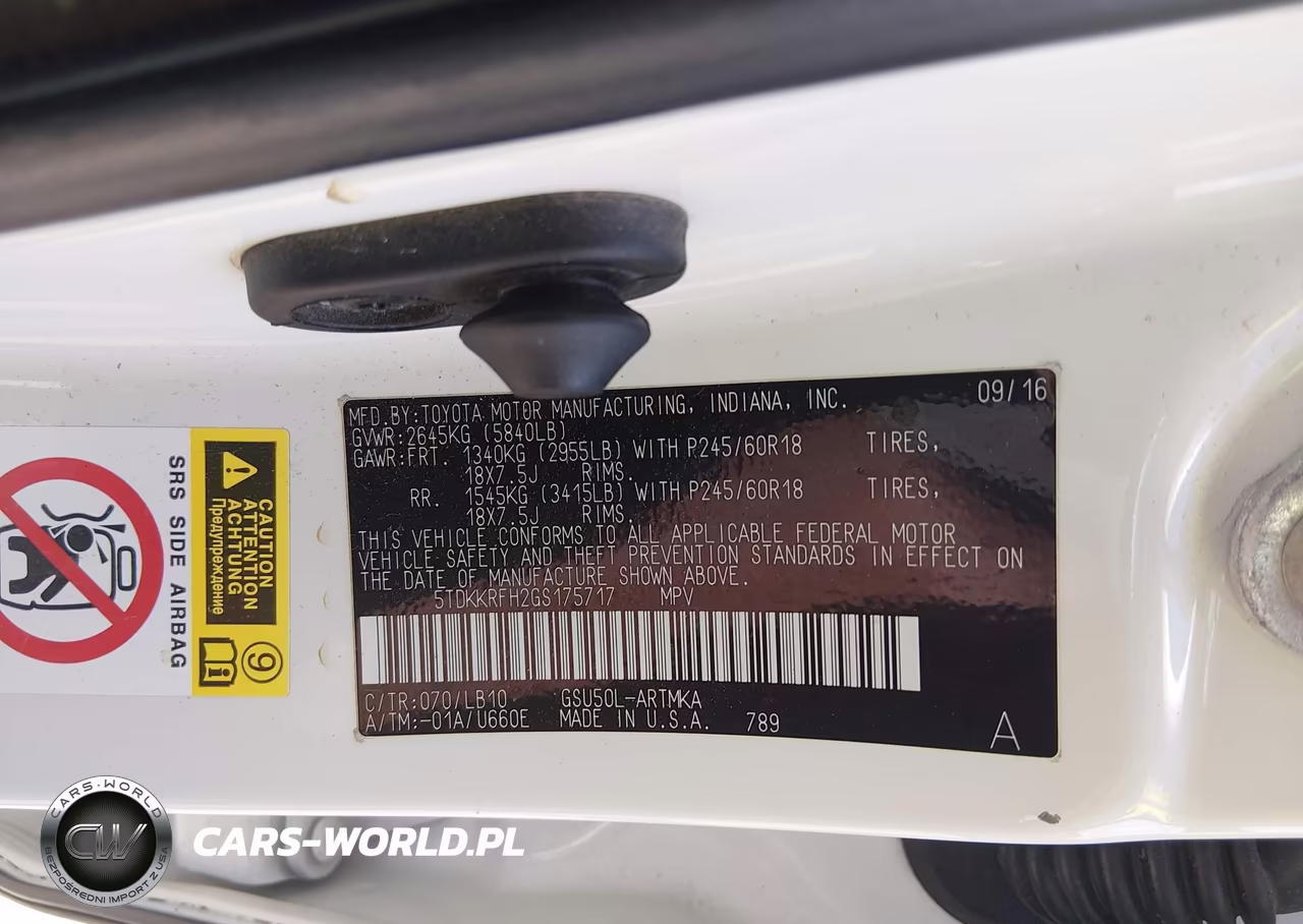 2016 Toyota Highlander Xle V6 VIN:5TDKKRFH2GS175717 - 9