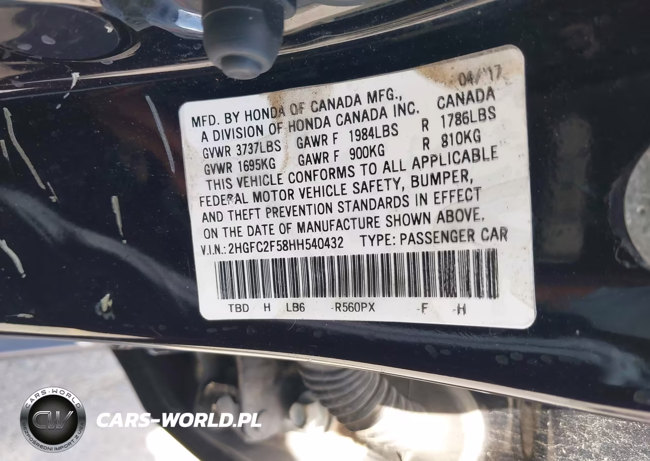 2017 Honda Civic Lx VIN:2HGFC2F58HH540432 - 9