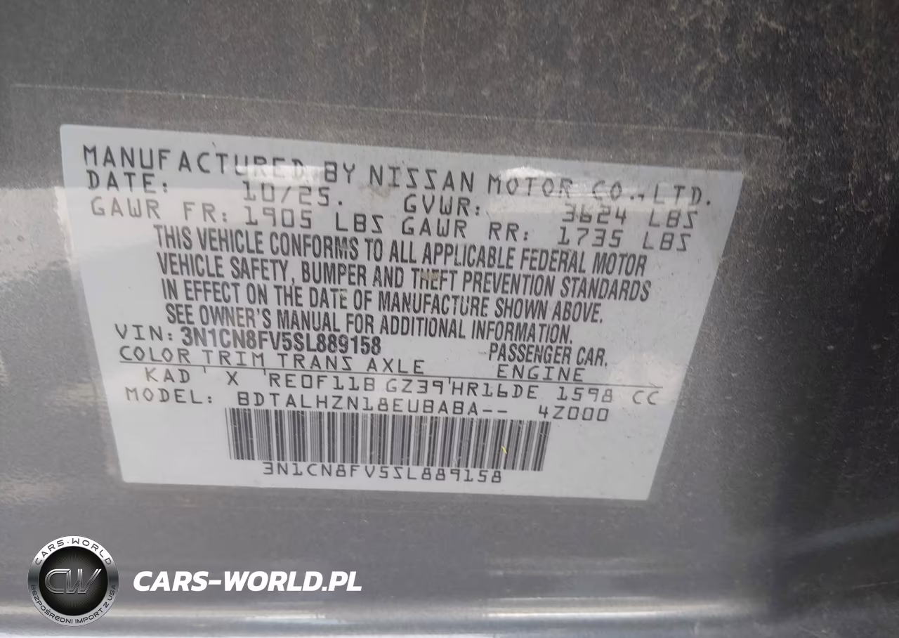 2025 Nissan Versa 1.6 Sr VIN:3N1CN8FV5SL889158 - 9