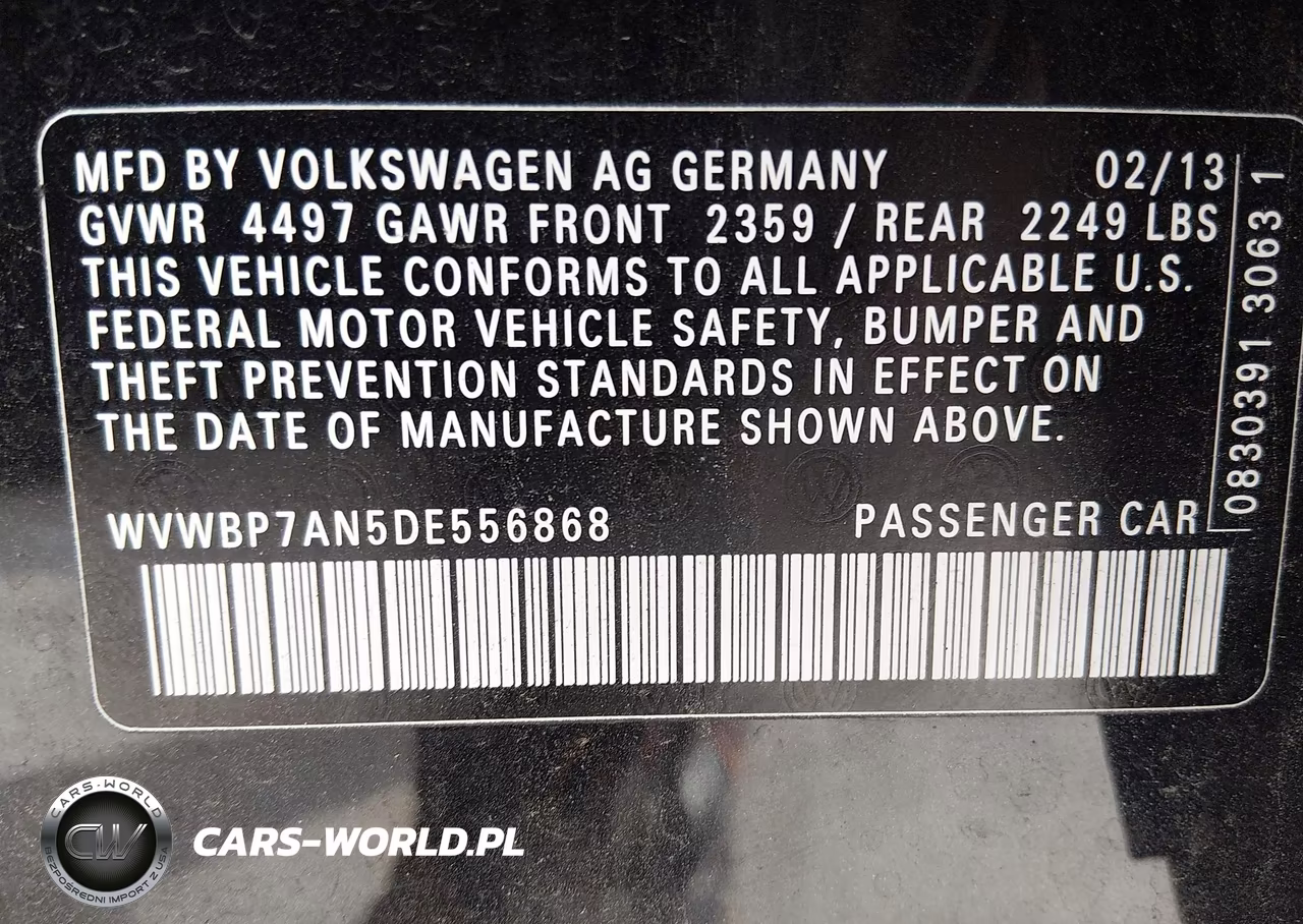 2013 Volkswagen Cc 2.0T Sport VIN:WVWBP7AN5DE556868 - 9