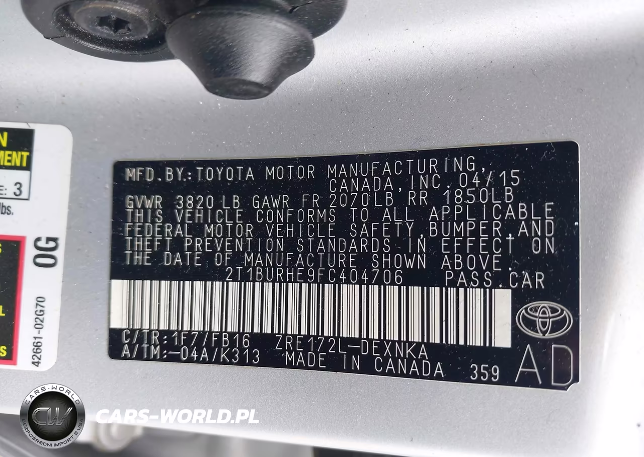 2015 Toyota Corolla Le VIN:2T1BURHE9FC404706 - 9