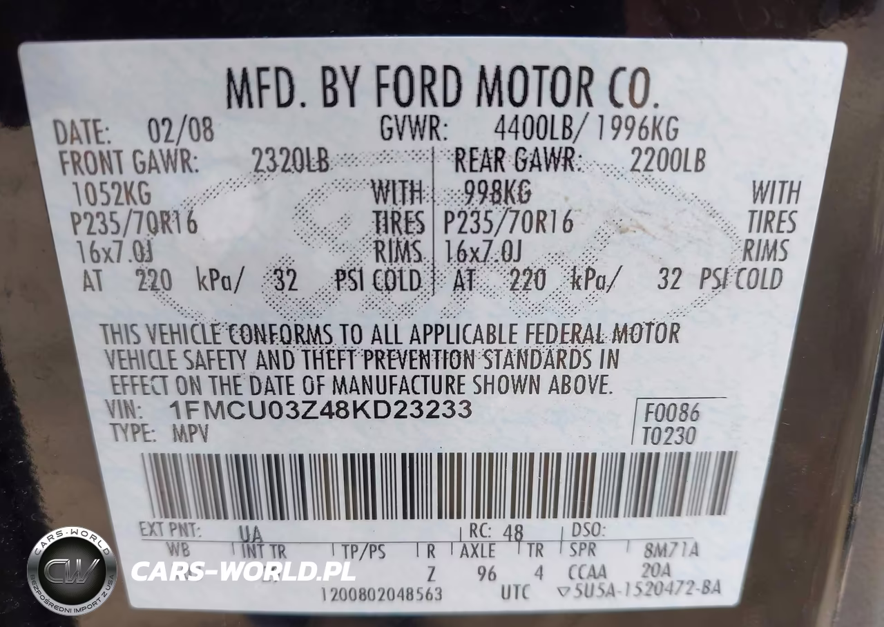 2008 Ford Escape Xlt VIN:1FMCU03Z48KD23233 - 9