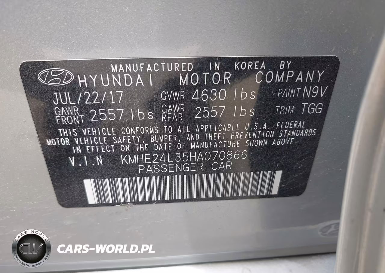 2017 Hyundai Sonata Hybrid Se VIN:KMHE24L35HA070866 - 9